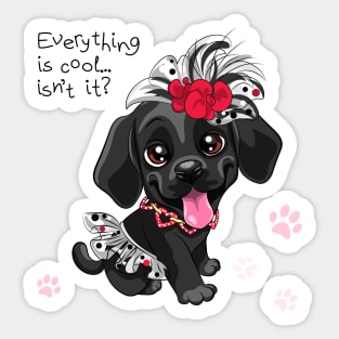 dog Labrador Retriever in skirt and hat Sticker